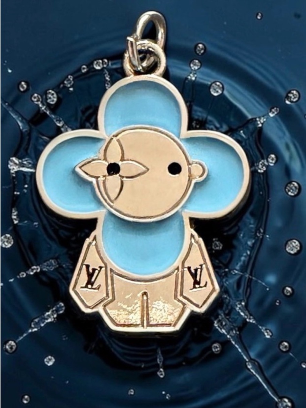 Louis Vuitton Vivienne Blue Enamel Gold Tone Bag Charm Pendant Rare LV